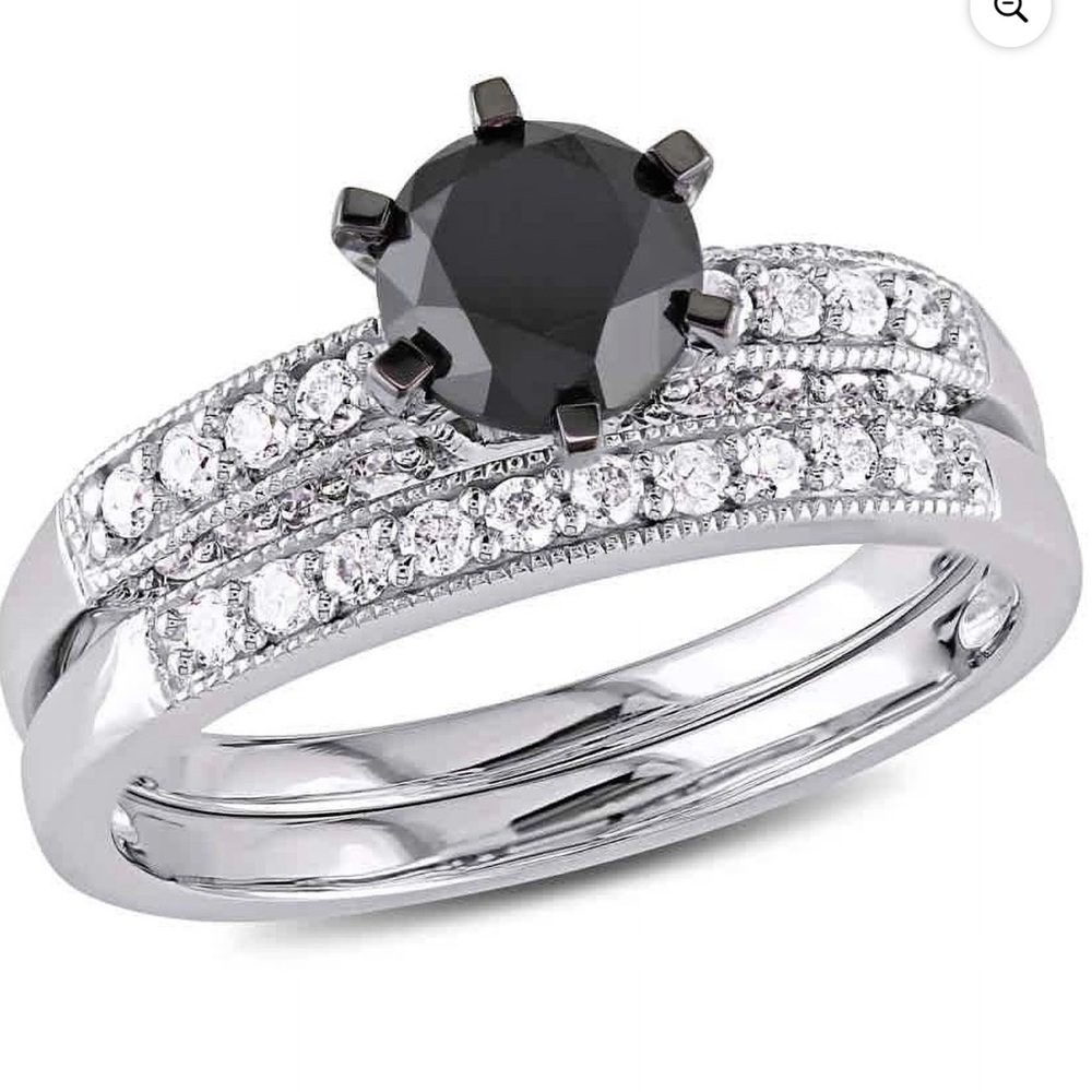 Black and Silver White Gold Bridal Set